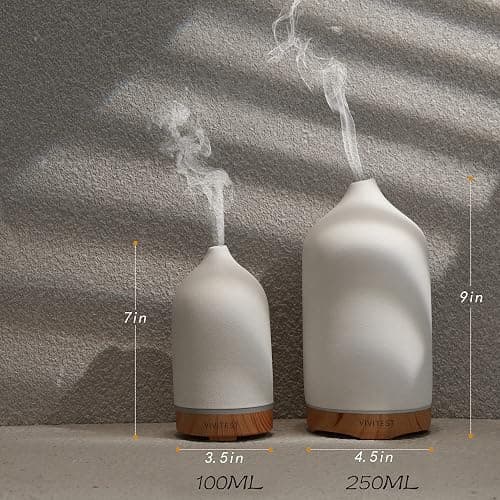 VIVITEST 200ML Ceramic Essential Oil Diffuser,Stone Essential Oil Diffuser,Ultrasonic Aromatherapy Diffusers for Home thumbnail 3