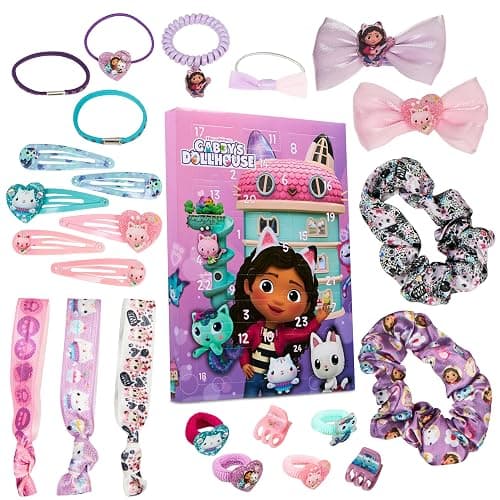 Gabby’s Dollhouse Advent Calendar 2026 for Girls 24 Hair Accessories | Hair Clips, Bands & Scrunchies Kids Christmas Countdown Calendar, Girls Xmas Surprise Gifts - Image 1
