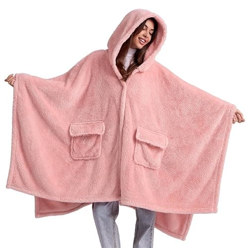 Bedsure Blanket Poncho for Women, Hooded Wearable Fleece Blanket for Adult, Winter Poncho Shawl Wrap Cape as Gifts for Mom - Image 1