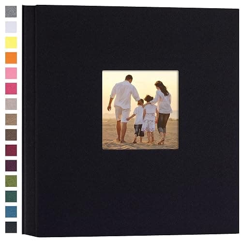 potricher Linen Hardcover Photo Album 4x6 600 Photos Large Capacity for Family Wedding Anniversary Baby Vacation (Black, 600 Pockets) - Image 1