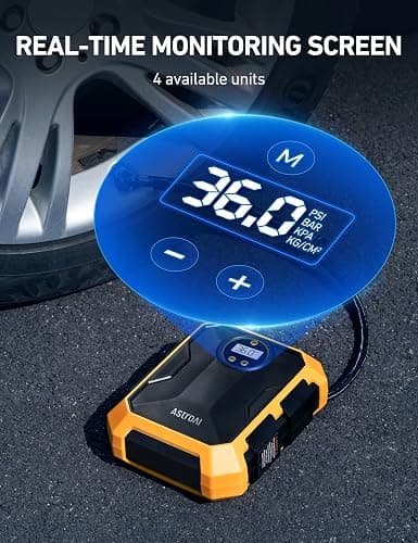 AstroAI Tire Inflator Air Compressor 12V DC Portable Air Compressor Car Accessories Auto Tire Pump 100PSI with LED Light Digital Air Pump for Car Tires Bicycles Other Inflatables thumbnail 4