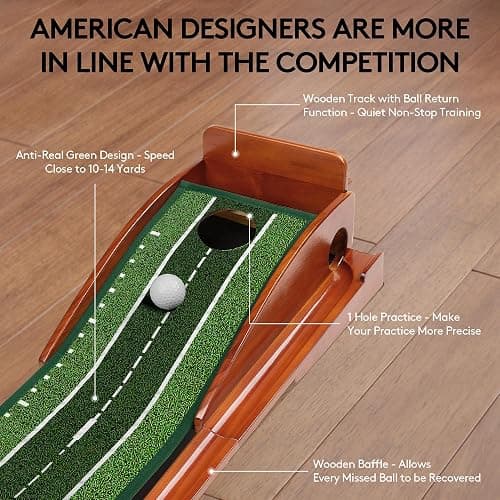 Kalramay Putting Green Indoor Golf Putting Mat – Easy to Assemble with Automatic Ball Return, Wrinkle-Free Close to Real Green Speed, Suitable for Office, Recreation Room, Patio – Ideal Gift thumbnail 3