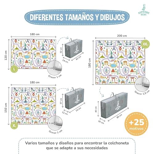 Alfombra de juego para niño Bebe 150 x 180 x 1 cm Alfombra de suelo XXL de espuma gruesa plegable reversible – Tapete de despertar para bebé – Tapete de motricidad que favorece el desarrollo thumbnail 2