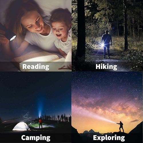 JARDLITE LED Emergency Handheld Flashlight, 4 Pack, Adjustable Focus, Water Resistant with 5 Modes, Best Tactical Torch for Hurricane, Camping, Dog Walking - 4pack L1000 thumbnail 7