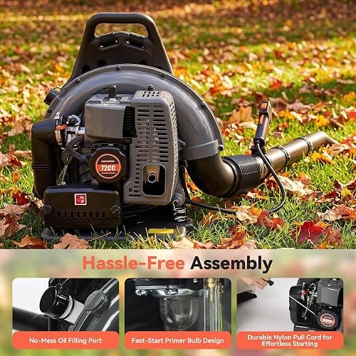 72CC Gas Backpack Leaf Blower with 235 MPH 760 CFM for Yard Debris, Gray | 2-Stroke, Adjustable Speed, Low Noise & Ergonomic Harness, Cruise Control, Commercial Lawn Care, Yard Debris & Debris Removal thumbnail 9