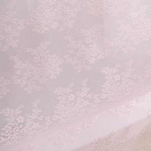 TUDECO Pink Shower Curtain - Shabby Chic Lace Floral Girly Cute Shower Curtain with Attach Valance, Sheer Vintage Coquette Aesthetic Bathroom Curtain, Scalloped Edge Top, 72 x 72 Inch, Light Pink thumbnail 9