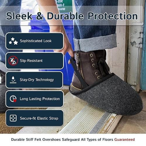 The Felt Store Indoor Overshoes for Men and Women – Winter Boot Covers, Slip-Resistant Felt Shoe Covers for Cold Weather, Snow, and Holiday Use thumbnail 3