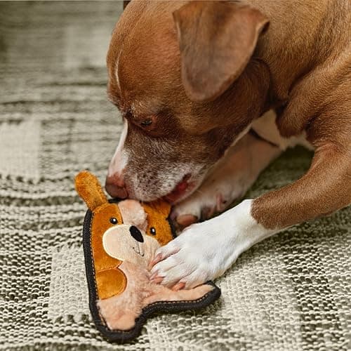 Outward Hound Durablez Tough Plush Squeaky Dog Toy, Puppy, Brown, XS thumbnail 5