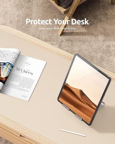 YSAGi Leather Desk Pad Protector, Office Desk Mat, Large Mouse Pad, Non-Slip PU Leather Desk Blotter, Waterproof Laptop Desk Writing Pad for Office and Home (23.6" x 13.8", Eggshell) thumbnail 7