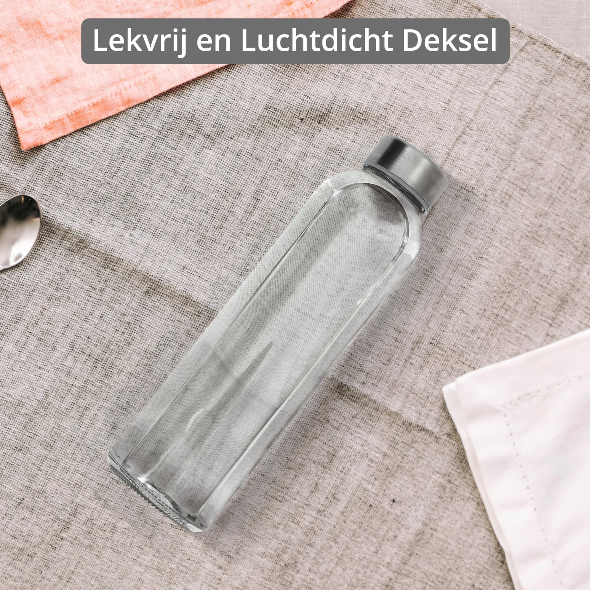 Winter Shore 500 ml Herbruikbare Glazen Waterflessen met Doppen [6 Pak] - Doorzichtig Glazen Sapflessen voor Persen, Hete & Koude Dranken, Shakes, Koffie - Lekvrije Containers met Roestvrijstalen Dop thumbnail 4