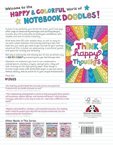 Notebook Doodles Girl Power! Coloring & Activity Book (Design Originals) 32 Inspiring, Beginner-Friendly Art Activities to Boost Confidence and Self-Esteem in Tweens, on Perforated Paper thumbnail 3