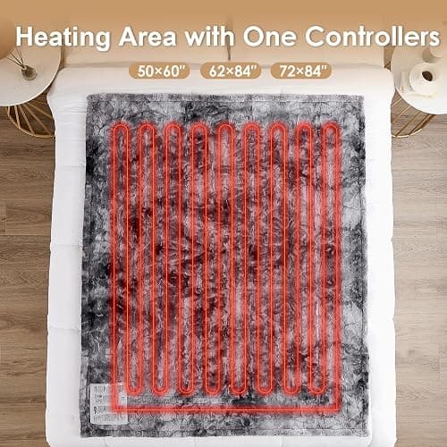 EHEYCIGA Electric Heated Blanket Throw Faux Fur, 10 Hours Auto Shut Off 9 Heating Levels Heating Blanket Throw, Soft Warm Heated Blanket Fast Heating, Faux Fur & Sherpa thumbnail 6
