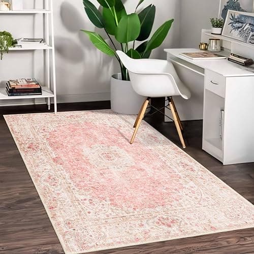 Castage Pink Rug 3x5,Washable Area Rugs for Bedroom Living Room Kitchen Entryway,Small Boho Vintage Bohemian Distressed Non Slip Carpet,Blush thumbnail 4
