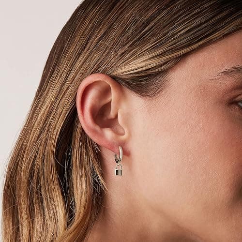PAVOI 14K Gold Plated S925 Sterling Silver Post Lightweight Drop/Dangle Huggie Earrings for Women | Star, Lock, Butterfly, Moon, Lightning | Dainty Earrings thumbnail 2