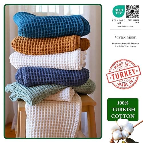 Viva Maison Premium 100% Turkish Cotton Wash Cloths & Face Towels Pack of 8, Luxury Turkish Waffle Washcloth Ideal for Bath, Makeup, Kitchen (Natural, Set of 8 Washcloths) thumbnail 9