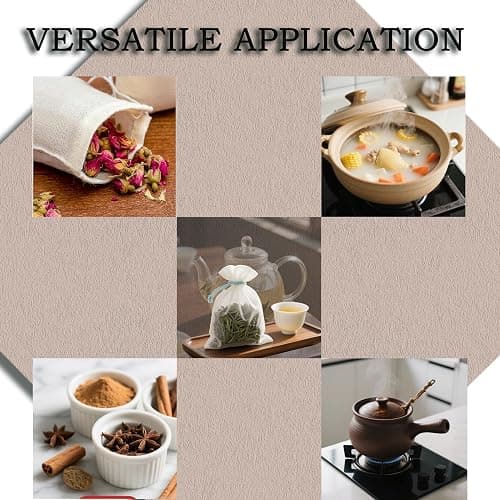 10 Pcs Spice Bags, Reusable Empty Tea Bags, Muslin Strainer Bags, Soup Bags for Cooking Natural Cotton Fine Mesh Cheesecloth Bags for Cold Brew Coffee(4 x3.2Inch) thumbnail 5