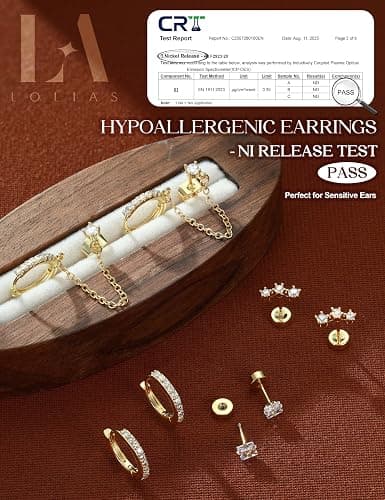 LOLIAS Hypoallergenic Flat Back Earrings Set for Women-Surgical Stainless Steel Earrings for Sensitive Ears-14K Gold Plated Cartilage Earring Stacks Flatback Stud Hoop Earring Sets for Multiple Piercing Jewelry thumbnail 5