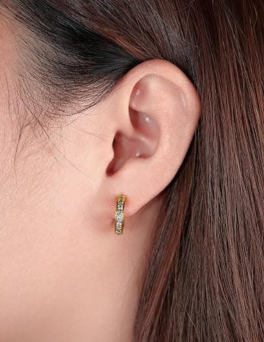 Limerencia Hypoallergenic G23 Pure Titanium Small Open C Hoop Earrings, Lightweight Cubic Zirconia/Opal Cuff Huggie Earrings for Women Sensitive Ears thumbnail 5