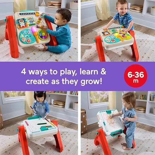 Fisher-Price Baby & Toddler Toy Laugh & Learn 4-in-1 Activity Table & Art Easel with Educational Music for Ages 6+ Months, Multilanguage Version thumbnail 3