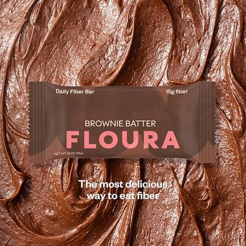 Floura Brownie Batter Chocolate & Fruit Fiber Bars– High Fiber, Vegan, Gluten & Dairy Free, Low Calorie Healthy Snack Bars with Upcycled Produce for Gut Health [12 Pack] thumbnail 6