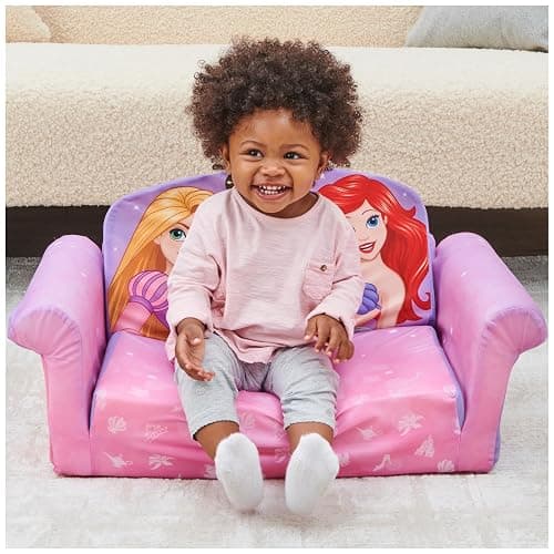 Marshmallow Furniture, Children's 2-in-1 Flip Open Foam Compressed Sofa, Disney Princesses thumbnail 8