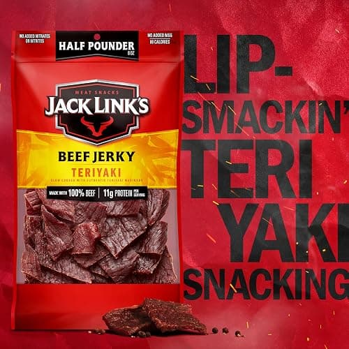 Jack Link's Beef Jerky, Teriyaki, Half Pounder Large Jerky Bag - Flavorful Meat Snack, Ready to Eat Protein Snacks with 11g of Protein per Serving, Made with 100% Beef thumbnail 8