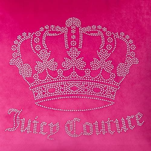 Juicy Couture Square 1-Piece Living Room and Bedroom Décor, Premium Throw Pillow, 20"x20", Hot Pink Rhinestone Crown thumbnail 5