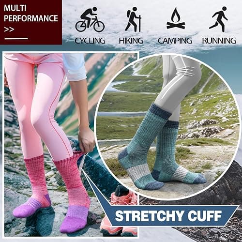 Anlisim Merino Wool Hiking Socks for Women Thermal Winter Warm Boot Work Cushion Socks 5 Pairs thumbnail 5
