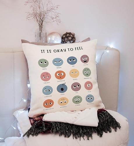 Nogrit Counseling Office Must Haves Pillow Cover, Calming Corner, Mental Health Pillowcase Decor for Home Kids,Mental Health Counselor Gifts, Calming Corner Pillow Covers 24x24 White thumbnail 2