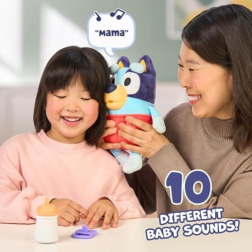 Bluey Care and Cuddle Soft Baby Toy Plush, 11”, Interactive Electronic Baby Plush Toy with 10 Different Sounds, Cuddly Soft Toys for Ages 3+ thumbnail 2