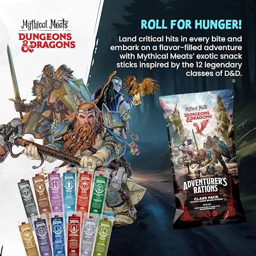 Mythical Meats Beef Jerky Snack Packs – Dungeons and Dragons gifts for Men – Exotic Meat Stick Variety Pack – High Protein, Low Sugar, Keto-Friendly, MSG Free – 12 Pack thumbnail 3