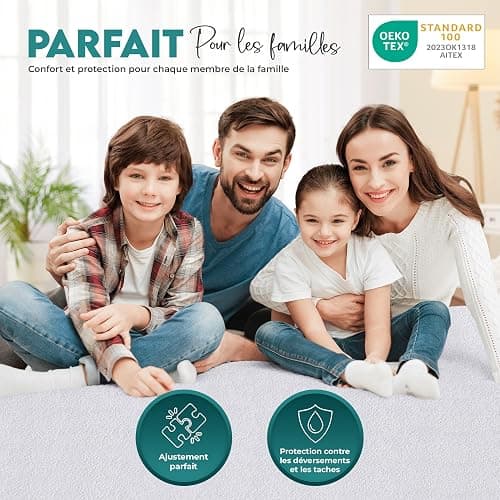 Utopia Bedding Protège Matelas 135 x 200 x 30 cm Imperméable, Certifié Oeko TEX, Alèse Drap Housse, Matelas Couvre, Respirant, Élastique Tout Autour Blanc thumbnail 6