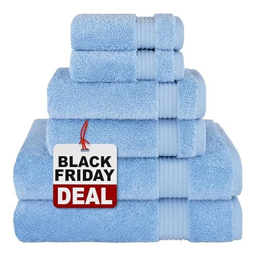 Cotton Paradise 6 Piece Towel Set 100% Cotton Soft Absorbent Turkish Towels for Bathroom, 2 Bath Towels 2 Hand Towels 2 Washcloths, Sky Blue Towel Set - Image 1