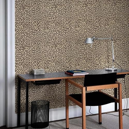 JiffDiff Leopard Print Peel and Stick Wallpaper, Waterproof Removable Self Adhesive Textured Wall Paper, Yellow Unique Funky Cheetah Contact Paper for Bedroom and Bathroom 240"X17.3"(28.8 sq. ft) thumbnail 8