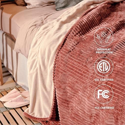 Heated Blanket Full Size 72"x84",ETL Certification-6 Heating Levels Electric Blanket&1-10 Hour Auto Off,Machine Washable Heating Blanket(RED) thumbnail 5