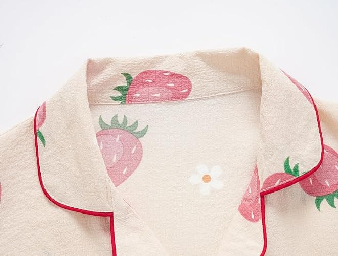 Hupohoi Girls Pajamas Short Sleeve with Shorts Button Down Loose Fit Summer Sleepwear Soft Wrinkle Muslin Nighty 2pcs thumbnail 3