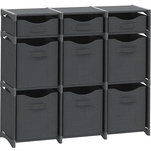 Cube Storage Organizer with Storage Bins Included - The Perfect Closet Organizers and Storage Solution. Includes 9 Storage Cubes, Great For Toy Storage, Closet Storage, Clothes Storage (Dark Grey) - Image 1