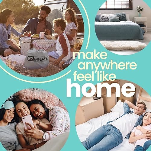 EZ INFLATE Air Mattress with Built in Pump - Twin Size Double-High Inflatable Mattress with Flocked Top - Easy Inflate, Waterproof, Portable Blow Up Bed for Camping & Travel thumbnail 9
