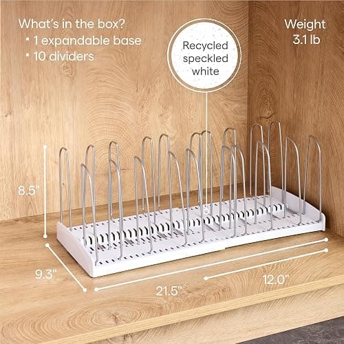 YouCopia StoreMore Expandable Cookware Rack with Tall Steel Wires, 12.5"-22" Wide Adjustable Pan Organizer for Kitchen Cabinet Storage, Premium Edition thumbnail 3
