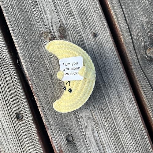 PLWalker Emotional Support Moon Gifts for Men Women, Cute Positive Crochet Crocheted Moon Plush Plushies Home Decor thumbnail 7