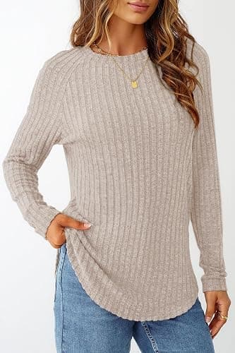 NORACORA Long Sleeve Shirts for Women Crew Neck Tunic Tops Loose Fit Lightweight Pullover Sweaters Trendy 2025 thumbnail 3