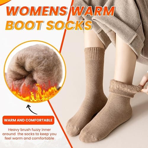 Velice Winter Warm Thermal Socks for Women Extra Thick Insulated Heated Crew Boot Socks for Cold Weather 5 Pairs thumbnail 4