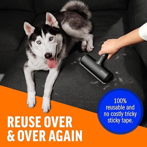 ChomChom Roller Pet Hair Remover – Original Size Reusable Lint Roller for Cat & Dog Hair on Furniture, Couch, Carpet, Car, Rugs & Bedding – Portable, Eco-Friendly (Black) thumbnail 5
