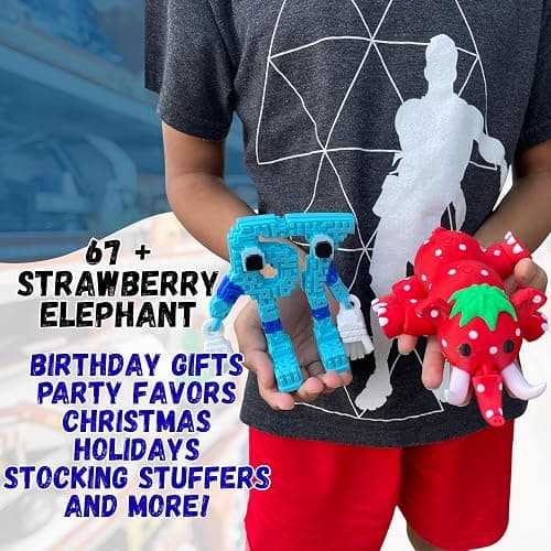Monkey Stix 2 Pack Italian Brainrot 6-7 Strawberry Elephant 67 Meme Articulated Desk Figurines Funny Six Seven Internet Meme, Novelty Gift for Christmas Holidays Birthday Party Favors thumbnail 5
