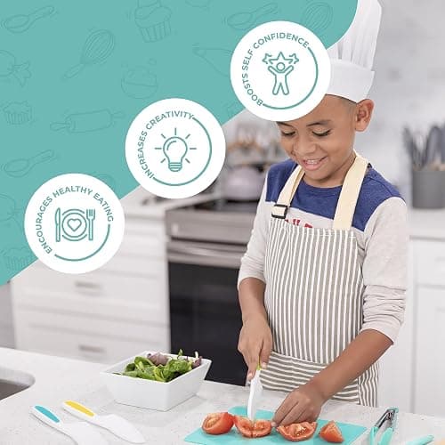 Tovla Jr. Kid Safe Knife Set for Real Cooking | 3-Piece Toddler Kitchen Knives | Montessori & STEM Cooking Tools Ages 4–12 | BPA-Free, Dishwasher-Safe | Christmas, Birthday & Stocking Stuffer Gift thumbnail 5
