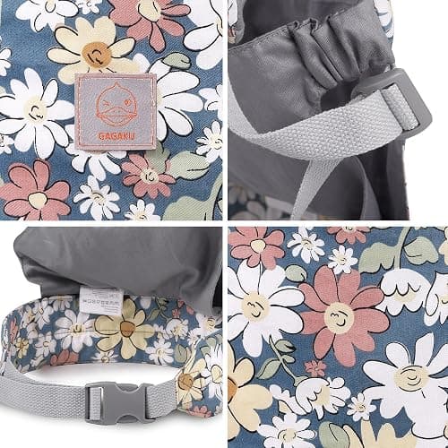 GAGAKU Baby Doll Carrier - Kids Toy with Adjustable Straps for Stuffed Animal Dolls - Gray - Smiling Daisies thumbnail 5