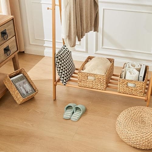 VILSSOVY Wicker Storage Basket, Hyacinth Storage Baskets for Organizing, Large Wicker Baskets for Storage, Woven Basket for Bedroom, Living Room(12.6"x8.66"x6.3") thumbnail 2