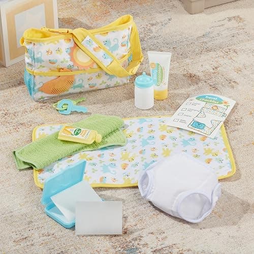 Melissa & Doug Mine to Love Travel Time Play Set for Dolls with Diaper Bag, Bottle, Sunscreen, More (17 pcs) - Baby Doll Accessories, Baby Doll Sets For Kids Ages 3+ thumbnail 8