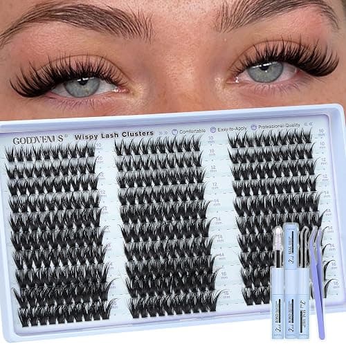 Goddvenus Wispy Lash Clusters Kit Natural Fairy Wet Eyelash Clusters Kit 300 Pcs Cluster Eyelash Extensions Kit for DIY Reusable Waterproof Individual Lash Extension (10-16mm CC Curl) - Image 1
