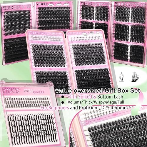 YIDUO Lashes Clusters Kit 1846Pcs Bulk Packs Volume False Eyelash Extensions D Curl Wispy Individual Eyelashes, Volume Studio Effect, Wholesale Large Pack with Glue&Seal|Tweezers|Removers|Cleanser thumbnail 2